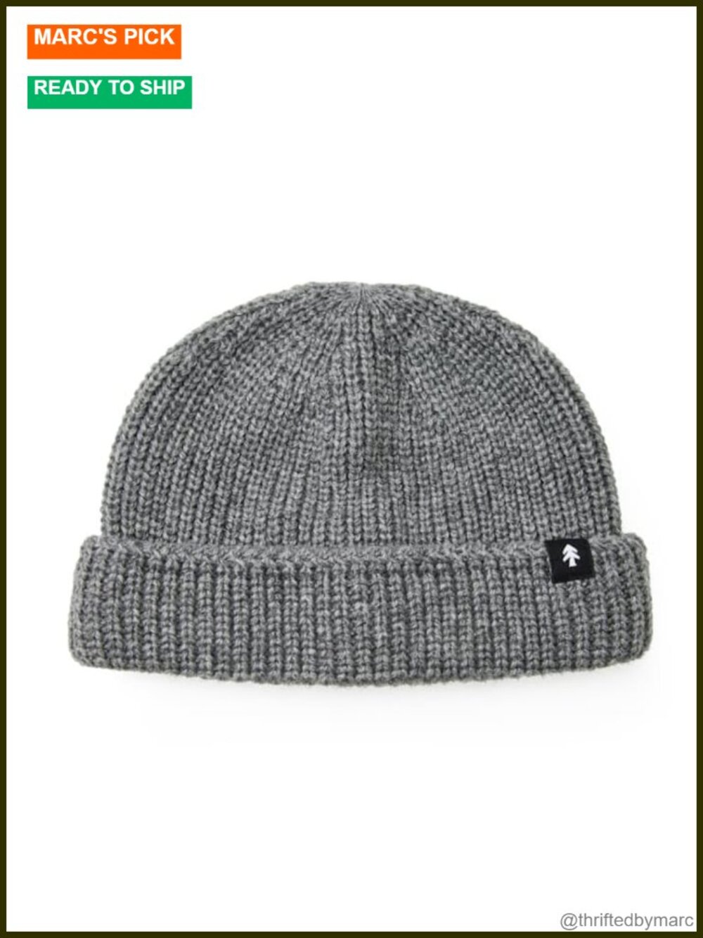 100% Wool Short Roll Beanie Low Profile Unisex Winter Hat